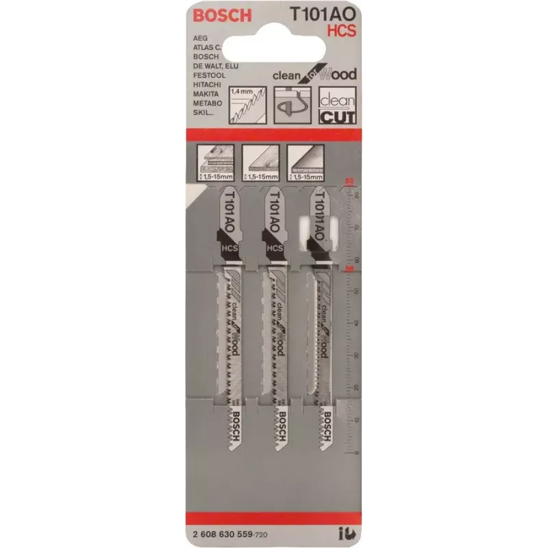 Bosch T 101 AO siaurapjūklio geležtė, anglinis plienas (HCS), 3 vnt.