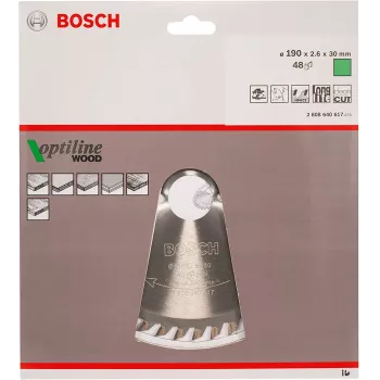 Bosch Optiline medienos diskiniai pjūklų peiliai, mediena, 19 cm, Bosch, 340 g, 1 vnt.