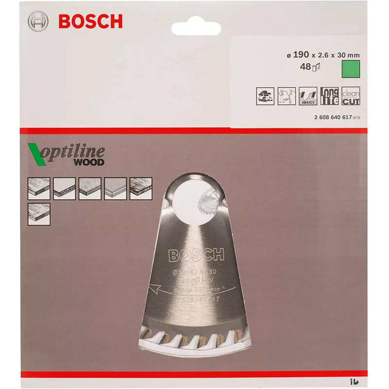 Bosch Optiline medienos diskiniai pjūklų peiliai, mediena, 19 cm, Bosch, 340 g, 1 vnt.