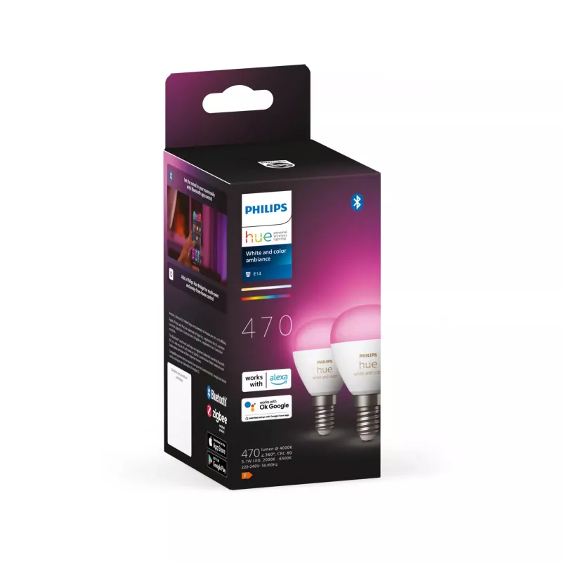 Philips Hue White and colour ambience Lustre – E14 išmanioji lemputė – (2 vnt. pakuotė)