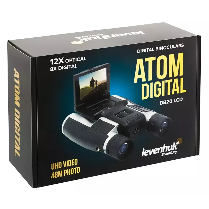 Binokliai Levenhuk Atom DB20 su 20× padidinimu ir integruota 2 MP kamera, LCD ekranu