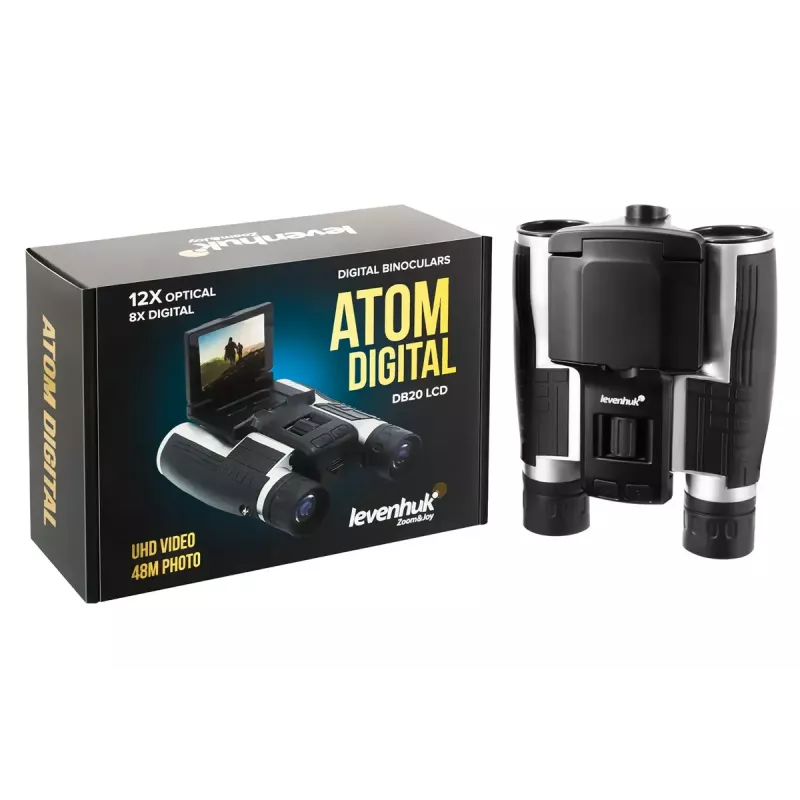 Binokliai Levenhuk Atom DB20 su 20× padidinimu ir integruota 2 MP kamera, LCD ekranu
