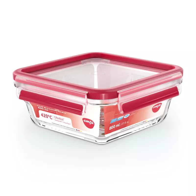 EMSA CLIP & CLOSE N10414 Square Box 0.8 L Skaidrus 1 vnt.