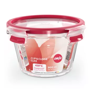 EMSA CLIP & CLOSE N10404 apvali dėžutė 0,9 L permatoma 1 vnt.
