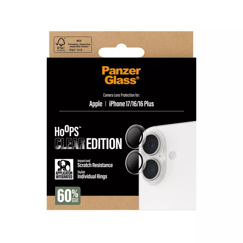 PanzerGlass ® Hoops® Camera Lens Protector Transparent iPhone 17 | iPhone 16 | 16 Plus