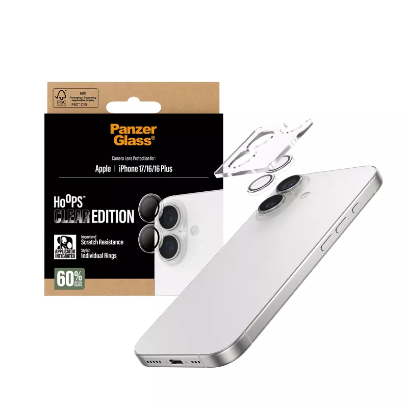 PanzerGlass ® Hoops® Camera Lens Protector Transparent iPhone 17 | iPhone 16 | 16 Plus
