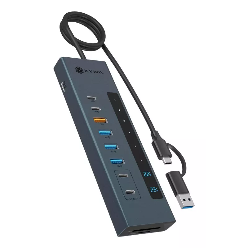 ICY BOX 11-in-1 USB Type-C hub with card reader and PD