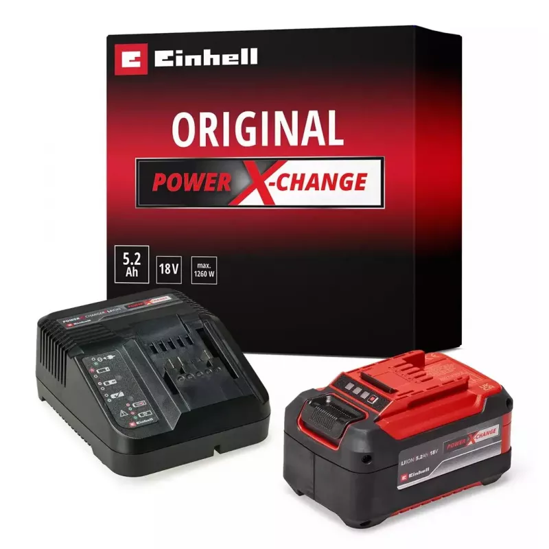 Baterijos pradinis rinkinys EINHELL 18V 5,2Ah su įkrovikliu, modelis 1091226