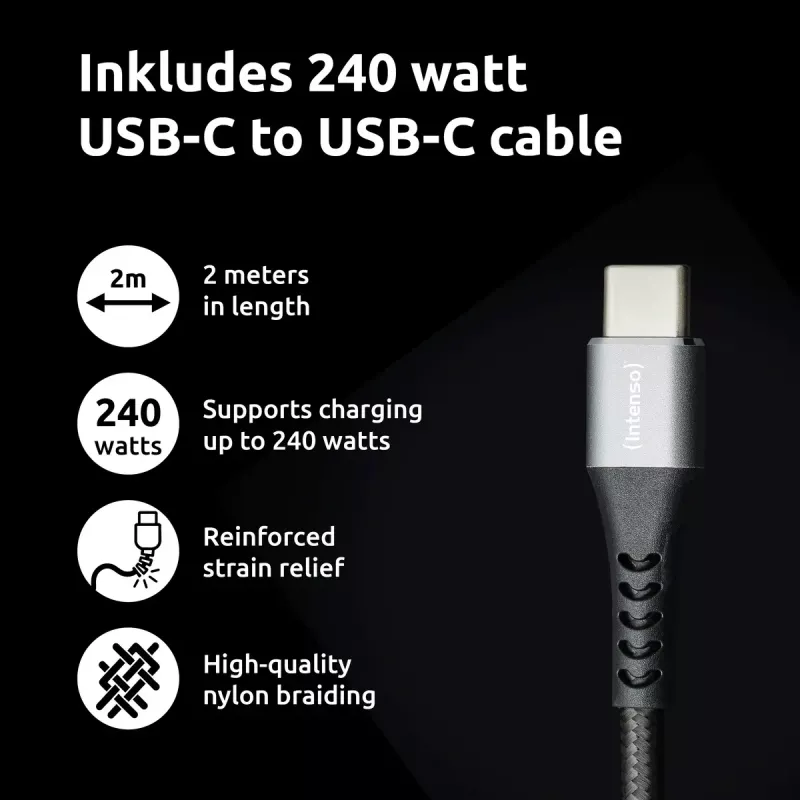 Maitinimo adapteris Intenso W100ACC+C520C 100W greitas įkrovimas GaN juodas