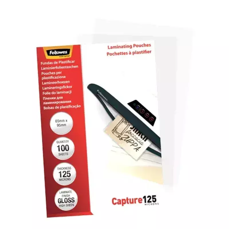 Fellowes Glossy 125 mikronų kortelių laminavimo įmovos - 65x95mm