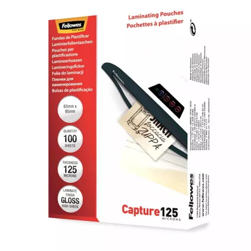 Fellowes Glossy 125 mikronų kortelių laminavimo įmovos - 65x95mm