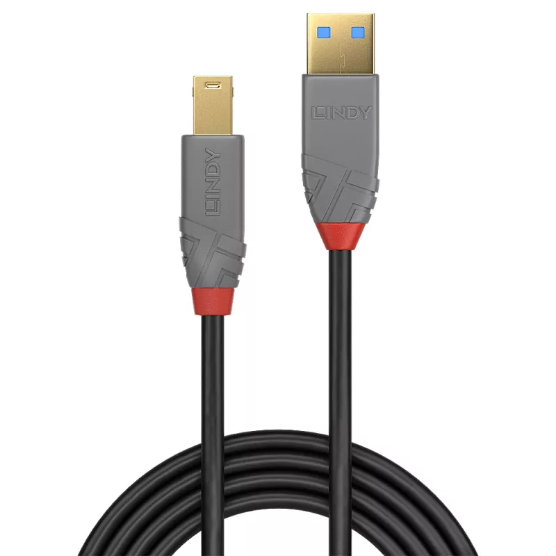 Lindy 1m USB 3.2 Type A to B laidas, 5Gbps, Anthra Line