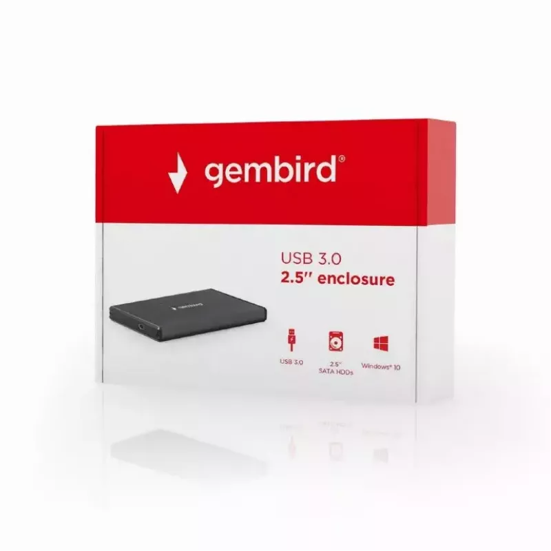 HDD dėklas GEMBIRD EE2-U3S-3 2,5 colio SATA diskams, 1 vieta, Micro-USB B, USB 3.2 Gen 1, iki 2 TB, juodas