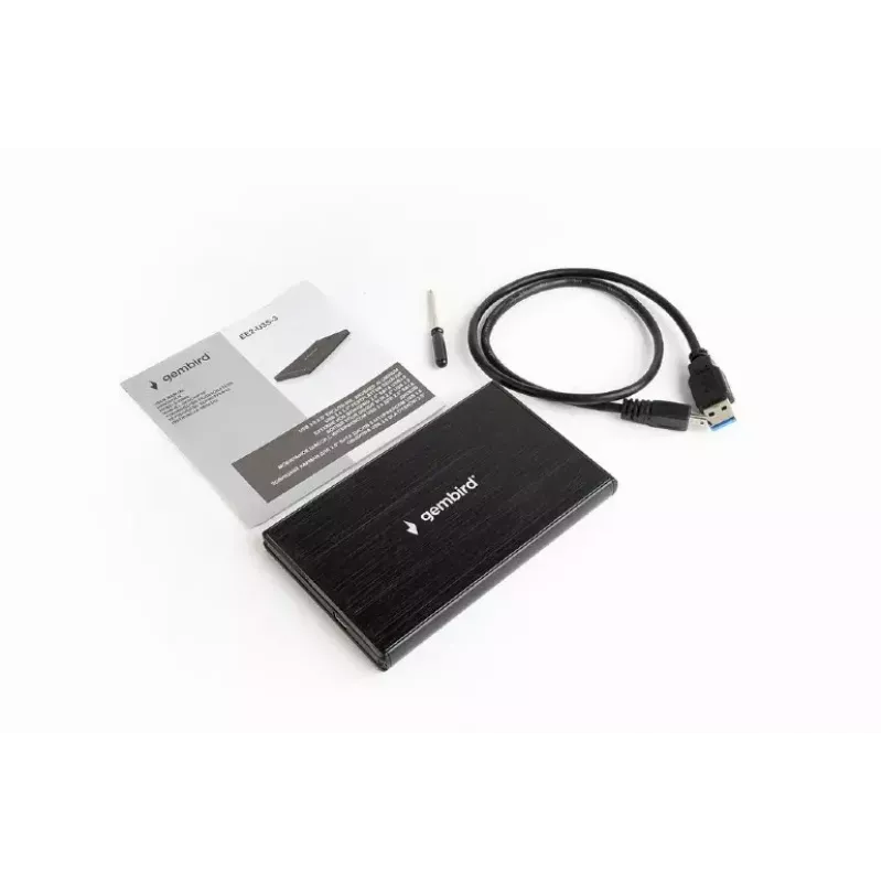 HDD dėklas GEMBIRD EE2-U3S-3 2,5 colio SATA diskams, 1 vieta, Micro-USB B, USB 3.2 Gen 1, iki 2 TB, juodas