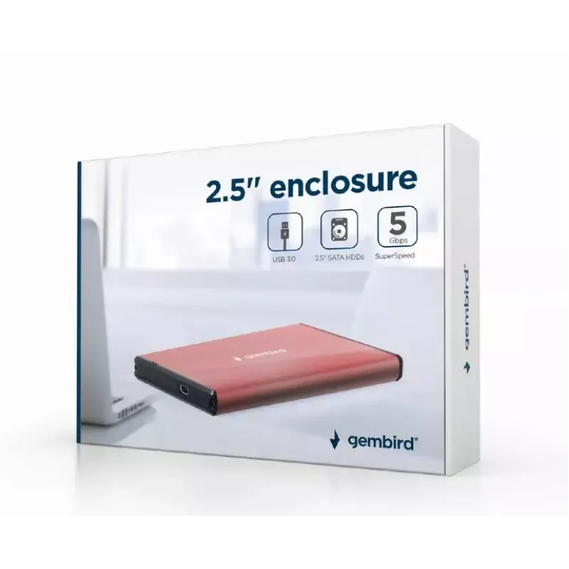 HDD dėklas Gembird EE2-U3S-3-P 2,5 colio SATA diskams, vienos vietos, 5 Gbit/s, rožinis