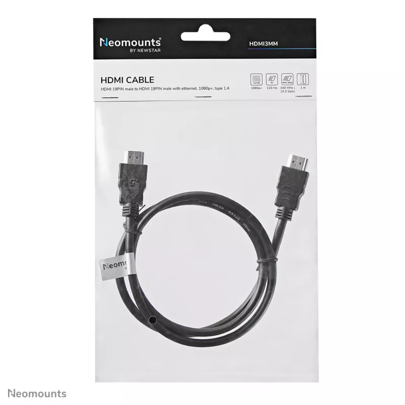 Neomounts HDMI3MM HDMI kabelis - 1 metras, 1 m, HDMI A tipo (standartinis), HDMI A tipo (standartinis), 10,2 Gbit/s, juodas