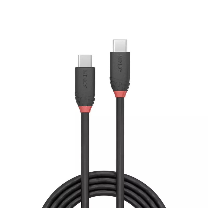 Lindy 0,5 m USB 3.2 C tipo į C tipo kabelis, 20 Gb/s, Juoda Line