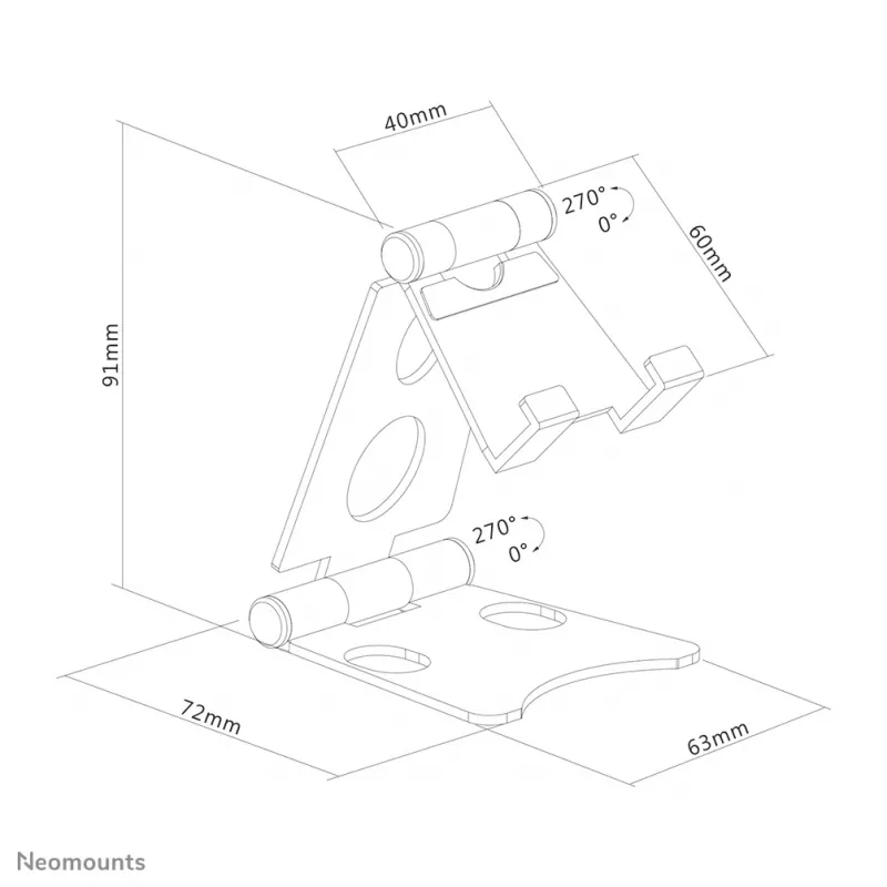 Neomounts DS10-150SL1 telefono stovas iki 4,7 colio – sulankstomas – universalus