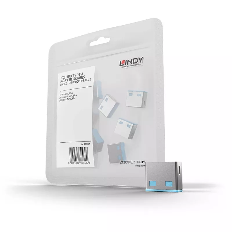 Prievado blokatorius Lindy USB prievado blokatorius be rakto pakuotė po 10 spalvinis kodas mėlynas
