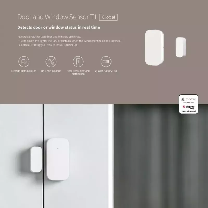 Išmaniojo namo durų / langų jutiklis, Aqara DW-S03D, belaidis, Zigbee