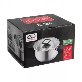 Resto Kitchenware Anser 2,5 L apvalus juodas nerūdijančio plieno puodas