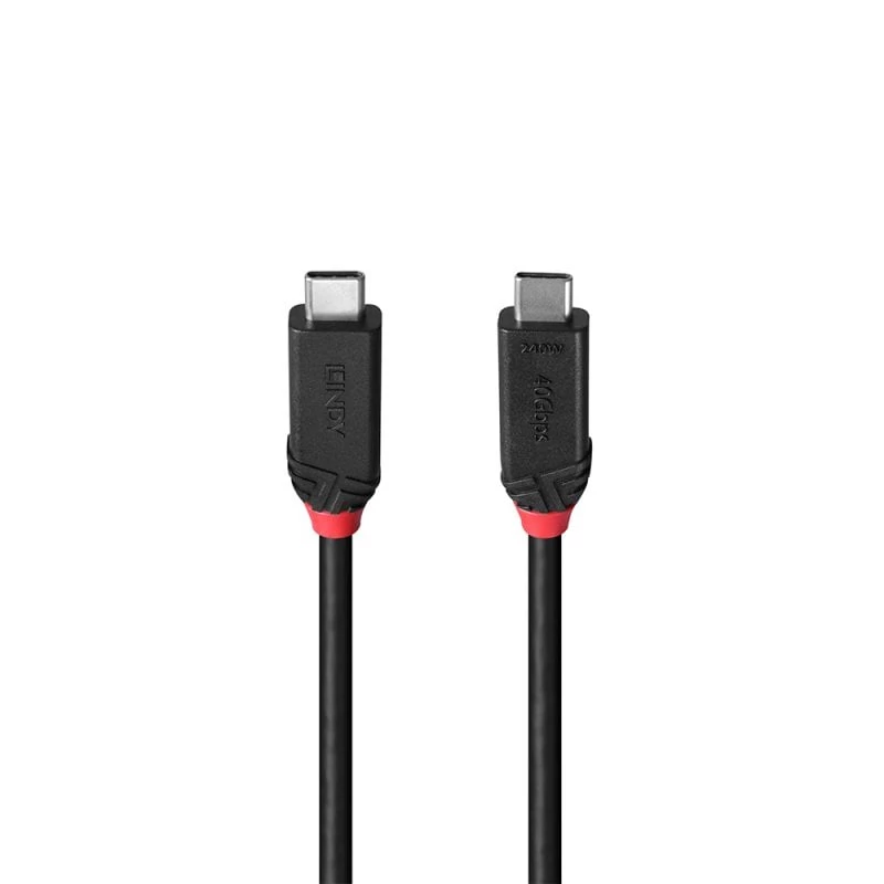 “Lindy 1m USB4 240W Type C kabelis, Juoda Line”, 1 m, USB C, USB C, USB4 Gen 3x2, 40 Gbit/s, juoda