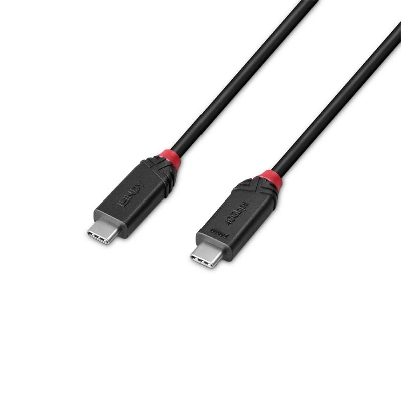 “Lindy 1m USB4 240W Type C kabelis, Juoda Line”, 1 m, USB C, USB C, USB4 Gen 3x2, 40 Gbit/s, juoda