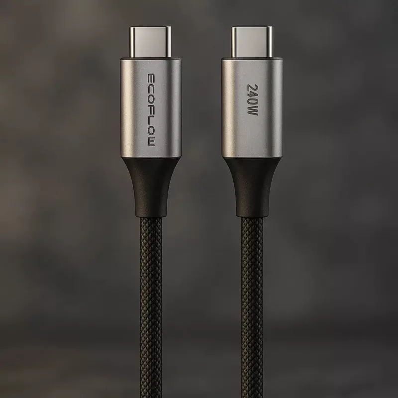 USB-C į USB-C laidas EcoFlow EFA-240W-C-C-CABLE-EU, 240 W, nailoninis pynimas