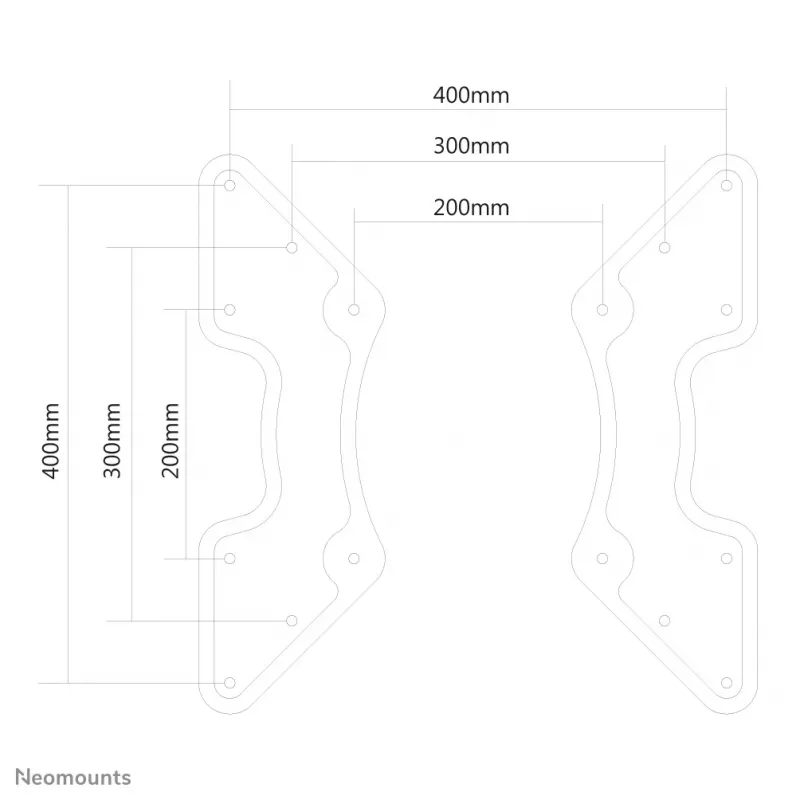 NEWSTAR VESA konversijos plokštė iš VESA 200x200 į 400x200, 400x400 - juoda