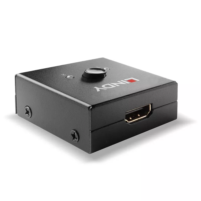 Lindy 2 prievadų HDMI 18G dvipusis komutatorius, HDMI, metalinis, juodas, 60 Hz, 18 Gbit/s, 3840 x 2160 pikselių