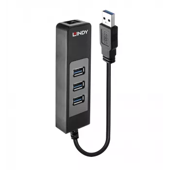 USB šakotuvas ir Gigabit Ethernet keitiklis Lindy 43176
