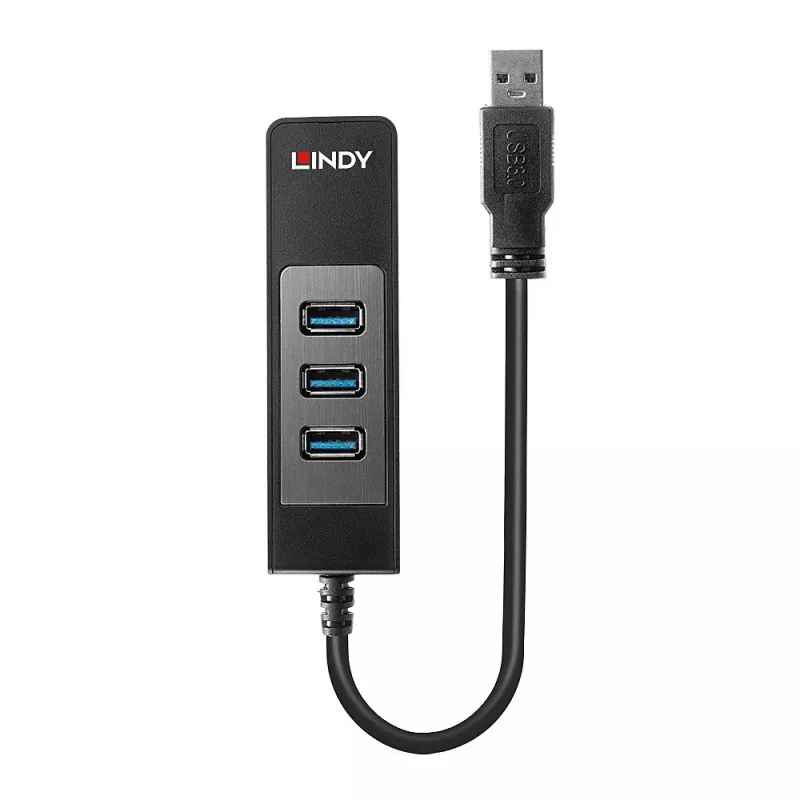 USB šakotuvas ir Gigabit Ethernet keitiklis Lindy 43176