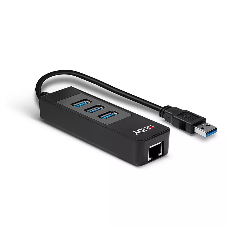 USB šakotuvas ir Gigabit Ethernet keitiklis Lindy 43176