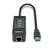 USB šakotuvas ir Gigabit Ethernet keitiklis Lindy 43176