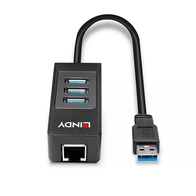 USB šakotuvas ir Gigabit Ethernet keitiklis Lindy 43176