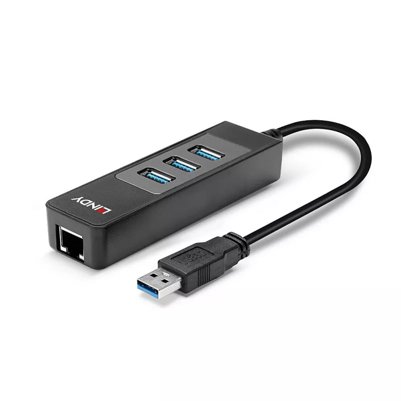 USB šakotuvas ir Gigabit Ethernet keitiklis Lindy 43176