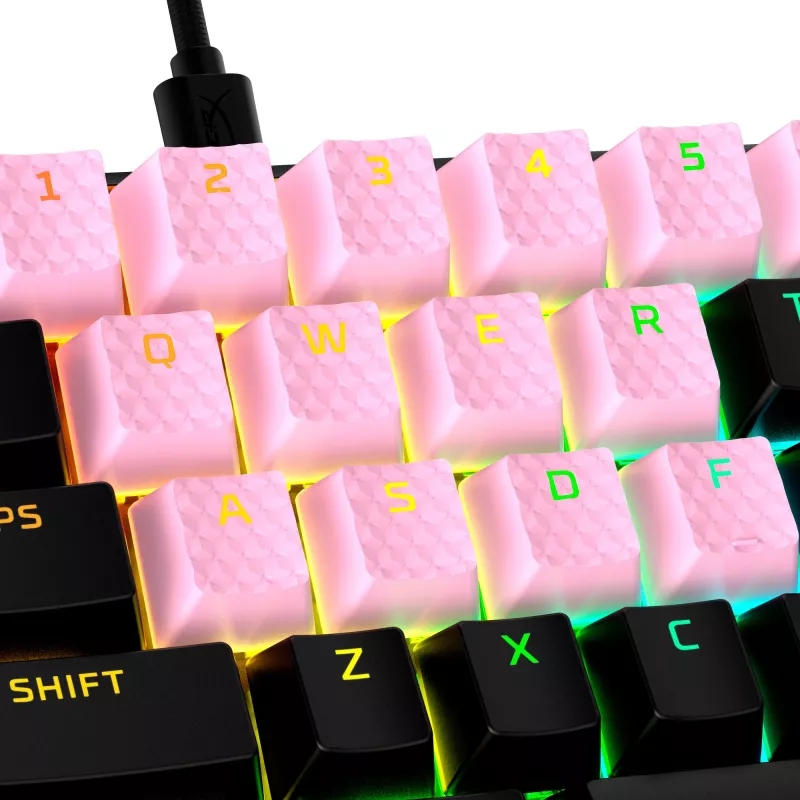 Klavišų dangteliai HyperX Rubber Keycaps Gaming Accessory Kit rožiniai US išdėstymas HyperX ir Cherry MX stiliaus jungikliams