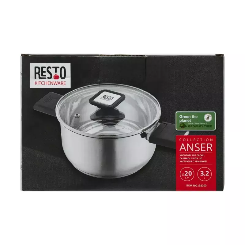 Resto Kitchenware Anser 3,2 L apvalus juodas nerūdijančio plieno