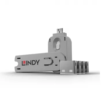 Prievado blokatorius Lindy USB Port Blocker Pack of 4 Colour Code White