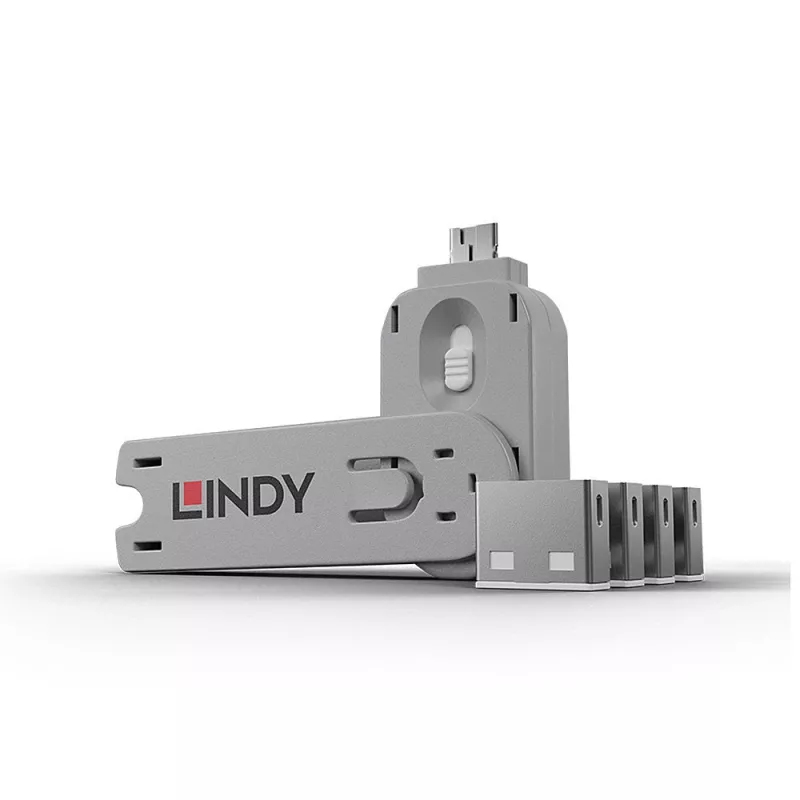 Prievado blokatorius Lindy USB Port Blocker Pack of 4 Colour Code White