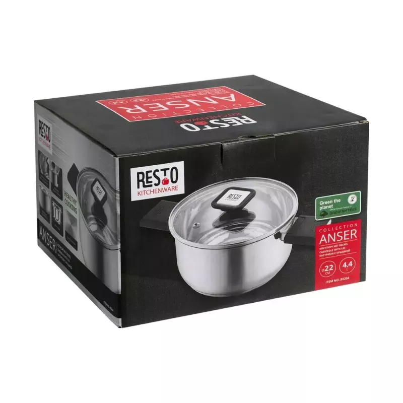 Resto Kitchenware Anser 4,4 L apvali juoda nerūdijančio plieno