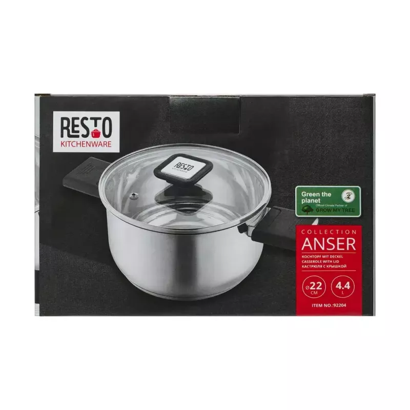 Resto Kitchenware Anser 4,4 L apvali juoda nerūdijančio plieno