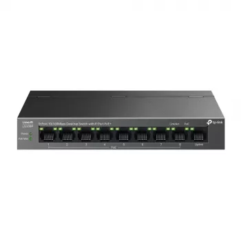 TP-Link LiteWave LS109P tinklo komutatorius Nevaldomas Fast Ethernet (10/100) „Power over Ethernet“ (PoE) Juodas