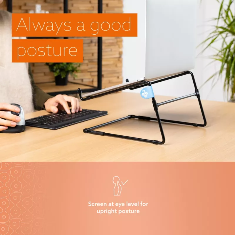 R-Go Tools nešiojamojo kompiuterio stovas R-Go Steel Office, tinka 10-22 colių, juodas