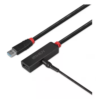Lindy 3m USB 3.0 Active Extension plonas, USB 3.2 Gen 1 (3.1 Gen 1) Type-C, USB 3.2 Gen 1 (3.1 Gen 1) Type-C, 5000 Mbit/s, Juoda, Akrilnitrilo butadieno stirenas (ABS), Apvalus laidas