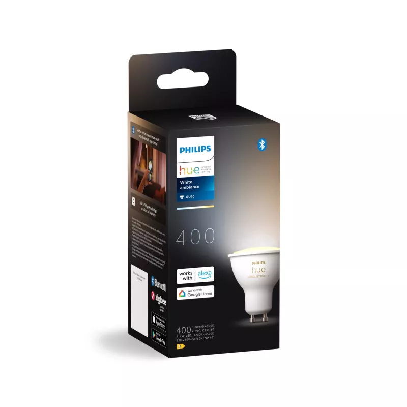 Philips Hue White ambiance GU10 – išmanusis prožektorius, Išmanioji lemputė, Bluetooth/Zigbee, Balta, LED, GU10, GU10
