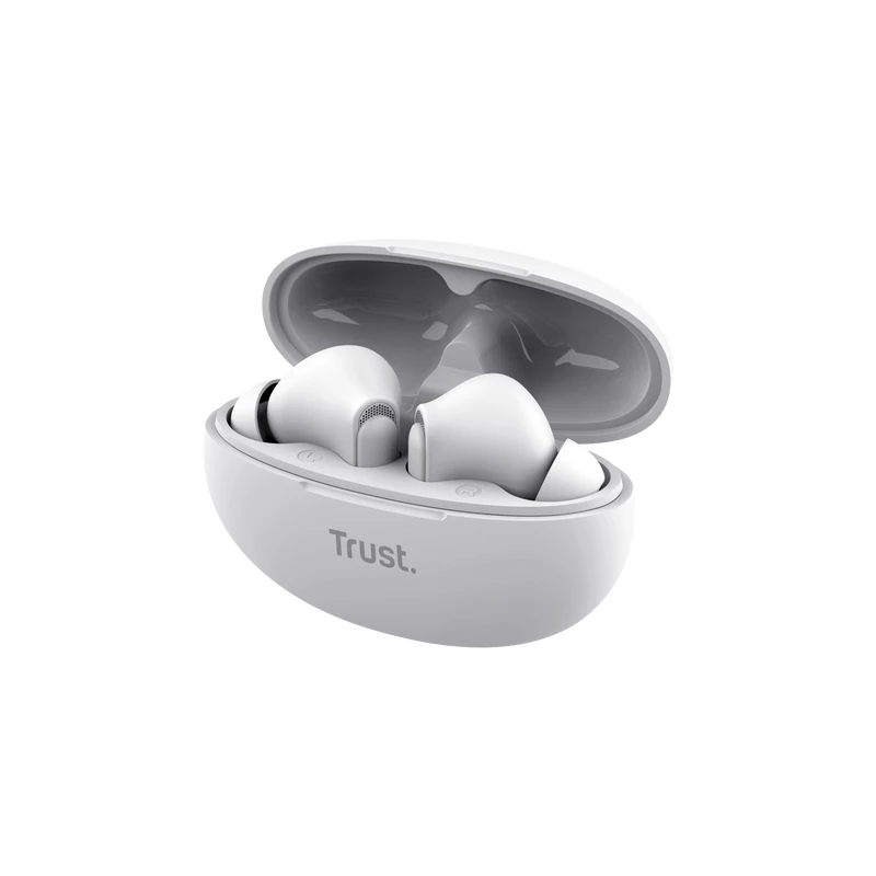 Trust Yavi ausinės, tikras belaidis stereofoninis (TWS), į ausis įdedamos, pokalbiams / muzikai, USB Type-C, Bluetooth, baltos