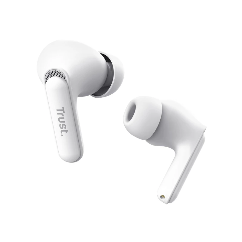 Trust Yavi ausinės, tikras belaidis stereofoninis (TWS), į ausis įdedamos, pokalbiams / muzikai, USB Type-C, Bluetooth, baltos
