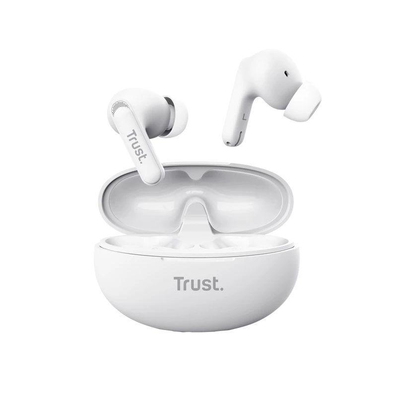 Trust Yavi ausinės, tikras belaidis stereofoninis (TWS), į ausis įdedamos, pokalbiams / muzikai, USB Type-C, Bluetooth, baltos