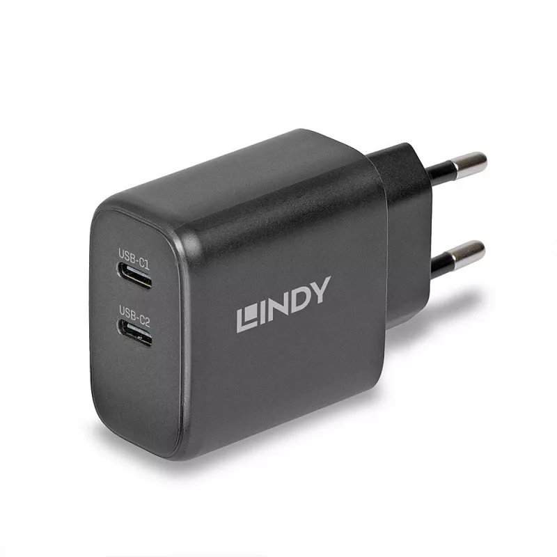 Lindy 65W USB 2 x Type C GaN Įkroviklis 73438